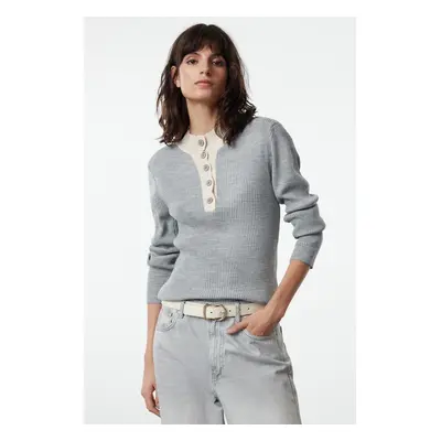 Trendyol Gray Stand-up Collar Knitwear Sweater