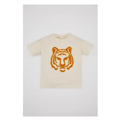 DEFACTO Baby Boy Crew Neck Tiger Patterned Short Sleeve T-Shirt