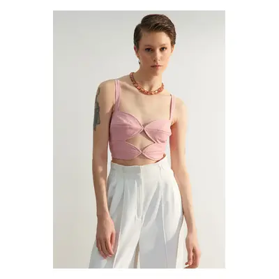 Trendyol Pink Fitted Woven Cut-out/Window Detailed Bustier