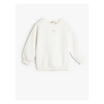 Koton Long Sleeve Sweatshirt, Crew Neck Applique Detailed, Sharding