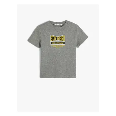 Koton T-Shirt Slogan Printed Short Sleeve Crew Neck