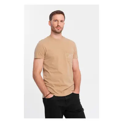 Men's cotton t-shirt with pocket print Ombre Streetstyle - sand