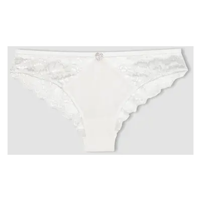 DEFACTO Fall In Love Bridal White Lace Brazilian Slip Panties