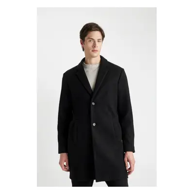 DEFACTO Black Relax Fit Buttoned Pocket Long Cashmere Coat