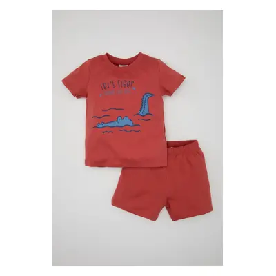 DEFACTO Baby Boy Printed Short Sleeve Shorts Cotton Pajama Set