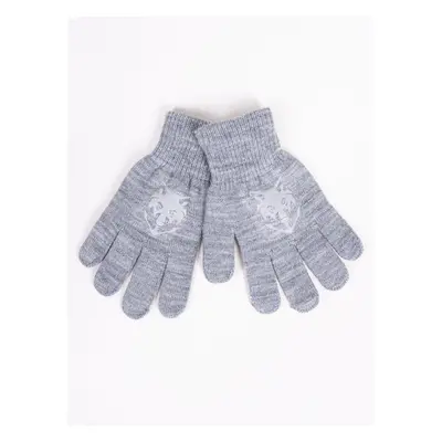 Yoclub Kids's Boys' Five-Finger Gloves With Reflector RED-0237C-AA50-003