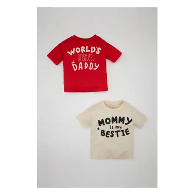 DEFACTO Baby Boy Crew Neck Printed 2-Pack Short Sleeve T-Shirt