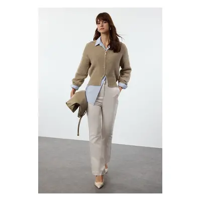 Trendyol Beige Straight Pattern Woven Trousers