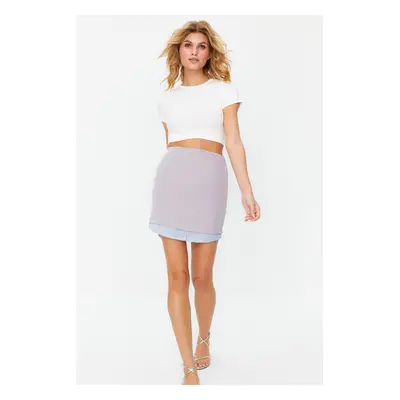 Trendyol Gray Hem Detailed Mini Length Woven Skirt