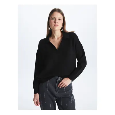 LC Waikiki Dámské Polo Neck Plain Dlouhý rukáv Oversize Pletený Svetr