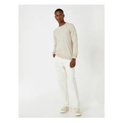 Koton Men's Ecru Basic Sweater