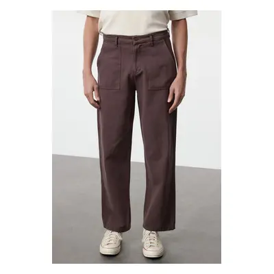 Trendyol Brown Straight Fit Pocket Detailed Baggy Trousers