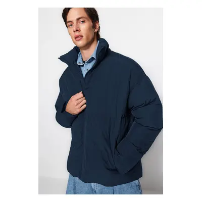 Trendyol Navy Blue Unisex Oversize Fit Stojatý límec Puffer Jacket