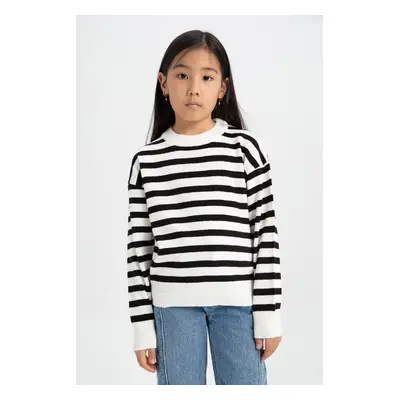 DEFACTO Girl Striped Standard Fit Crew Neck Knitwear Sweater