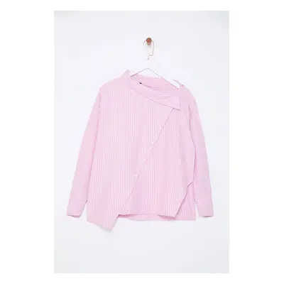 Trendyol Pink Limited Edition Collar Detailed Striped Woven Shirt