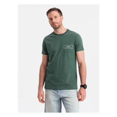 Ombre Streetstyle men's cotton t-shirt with pocket print - dark green