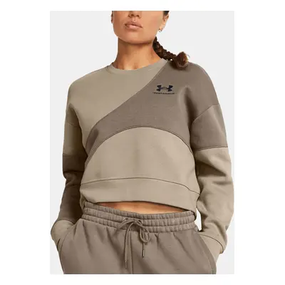 Under Armour Mikina Essential Fleece Crop Crew-BRN - Dámské