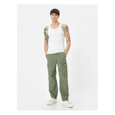 Koton Cargo Parachute Trousers Laced Waist Pocket Detailed