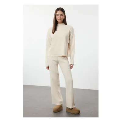 Trendyol Ecru*001 Basic Plain Knitwear Bottom-Top Set