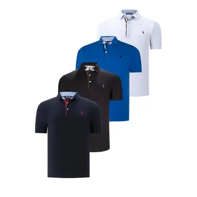 QUAD SET T8582 DEWBERRY MENS T-SHIRT-BLACK-WHITE-NAVY BLUE-SAKS