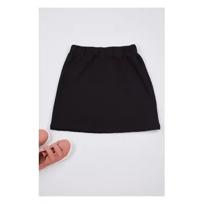 Trendyol Black Girl Seasonal-Thin Waist Elastic Plain Cotton Knitted School Skirt