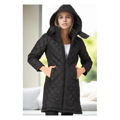 Z6654 DEWBERRY WOMEN'S COAT-BLACK-1