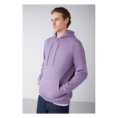 GRIMELANGE Jorge Men's Soft Hooded Organic Cotton Kangaroo Pocket Regular Purple Sweatshirt