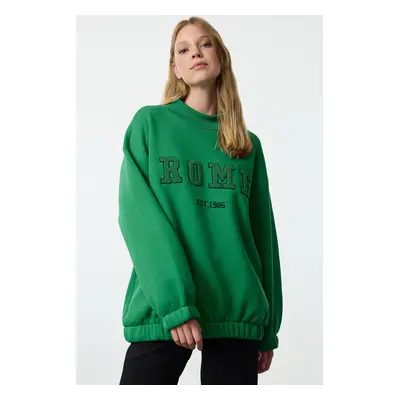 Trendyol Green Embroidery Detailed Oversize/Wide Fit Knitted Sweatshirt