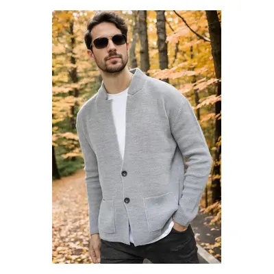 87095 Dewberry Mens Knitwear Cardigan-GREY