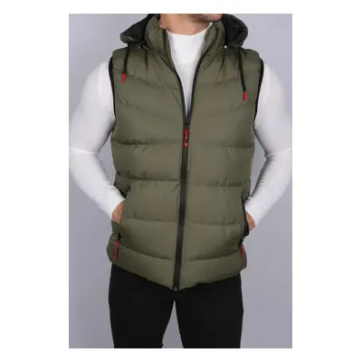 16683 Dewberry Hooded Mens Vest-Khaki