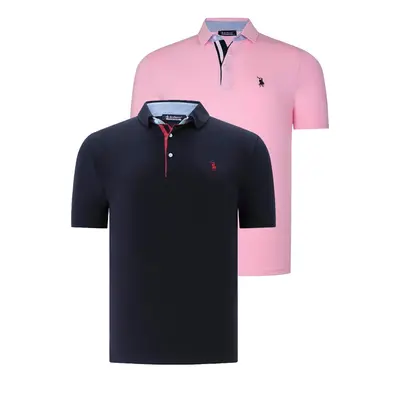 DUAL SET T8582 DEWBERRY MENS T-SHIRT-NAVY BLUE-PINK