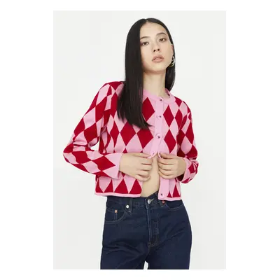 Trendyol Pink Crop Knitwear Cardigan