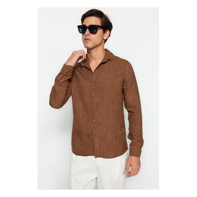 Trendyol Brown Slim Fit Linen Look Shirt