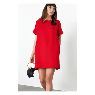 Trendyol Red Straight Cut Mini Woven Dress