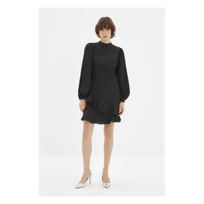 Trendyol Black Frilled Skirt A-Line Mini Woven Dress