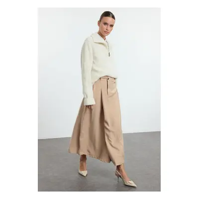 Trendyol Beige Flap Pocket Detailed Woven Skirt