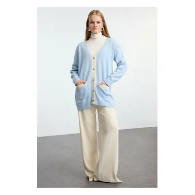 Trendyol Light Blue Color Blocked Knitwear Top-Top Set