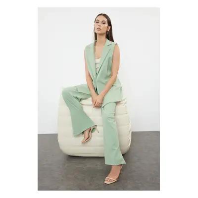 Trendyol Mint Regular Pattern Woven Vest and Wide Leg Trouser Set