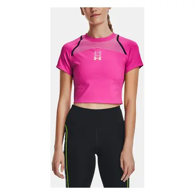 Under Armour Tričko UA Run Anywhere Crop SS-PNK - Dámské