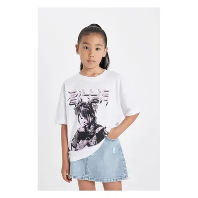 DEFACTO Girl Billie Eilish Relax Fit Crew Neck Short Sleeve T-Shirt