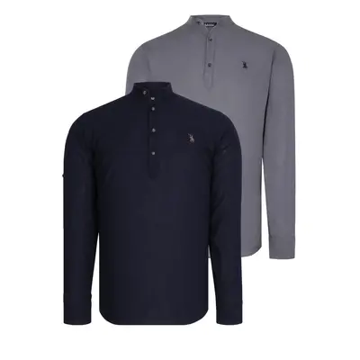 DOUBLE SET G783 DEWBERRY JUDGE COLLAR SHIRT-NAVY - ANTHRACITE