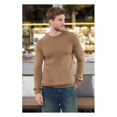 Trendyol Mink Slim Fit Slim Cut Crew Neck Raglan Sleeve Basic Knitwear Sweater