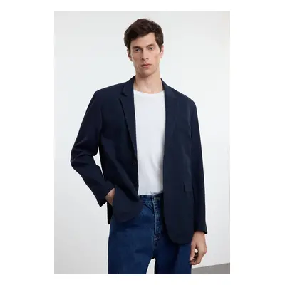 Trendyol Navy Blue Limited Edition Black Low Shoulder Wide Mould Woven Sports Blazer Jacket