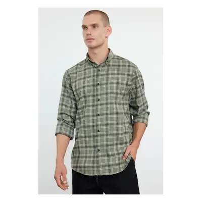 Trendyol Khaki Regular Fit Winter Checkered Plaid Unisex Lumberjack Shirt