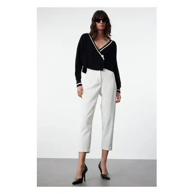 Trendyol Black Crop Color Blocked Knitwear Cardigan