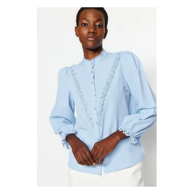 Trendyol Light Blue Lace Cotton Woven Shirt