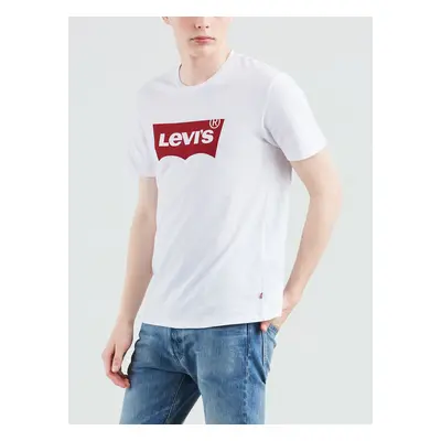 Levi&#39;s Bílé pánské tričko s potiskem Levi's® - Pánské