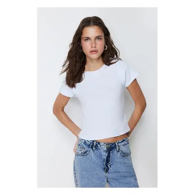 Trendyol White Slim Sleeve Detailed Stretchy Knitted Blouse