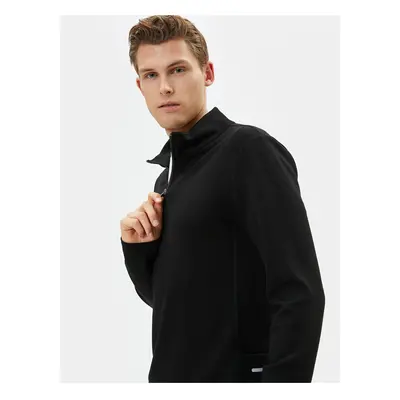 Koton Sports Sweatshirt with Half Zipper and Phone Pocket Detail