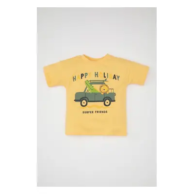 DEFACTO Baby Boy Crew Neck Vehicle Printed Short Sleeve T-Shirt